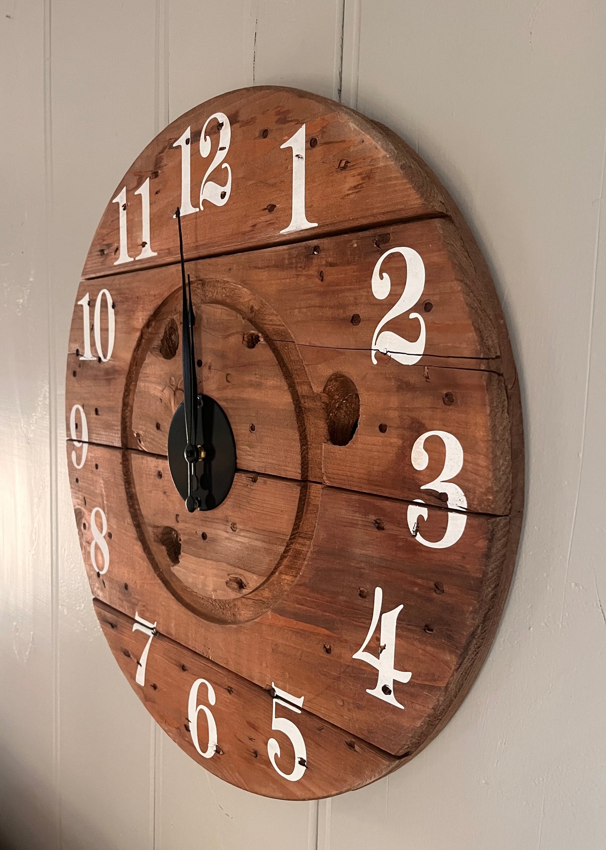 24" Spool clock Stained Walnut