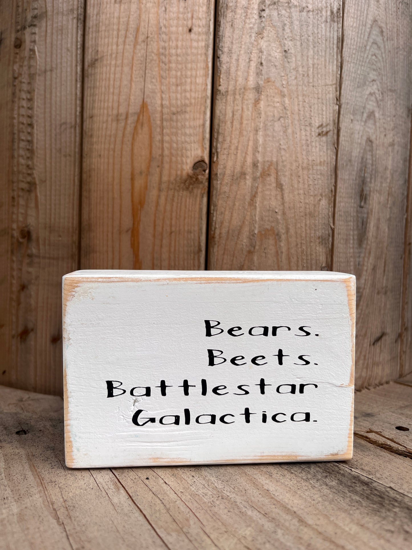 Bears, Beets, Battlestar Galactica - Wood block