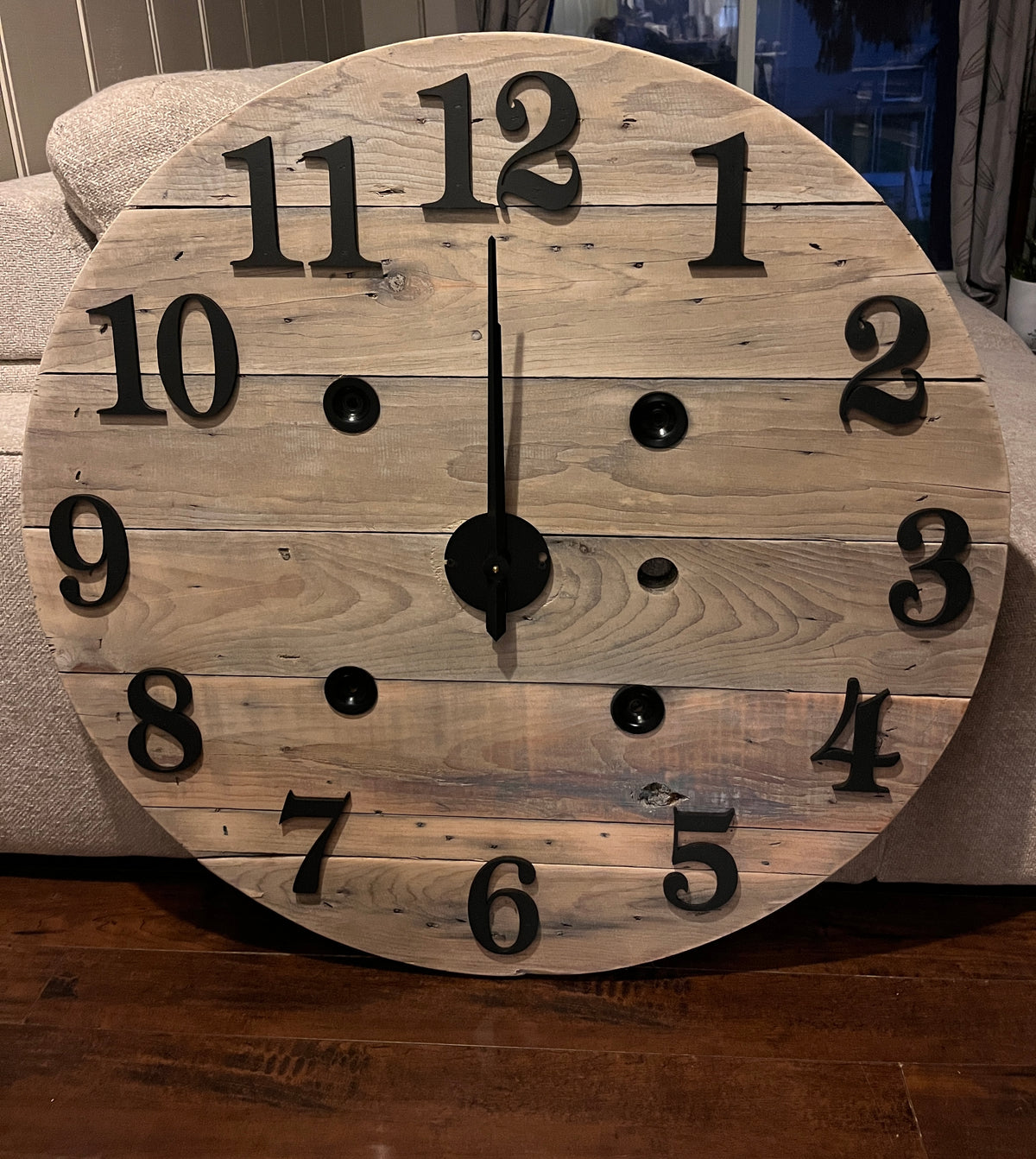 37" 3D Indoor Spool Clock - Pickled Oak