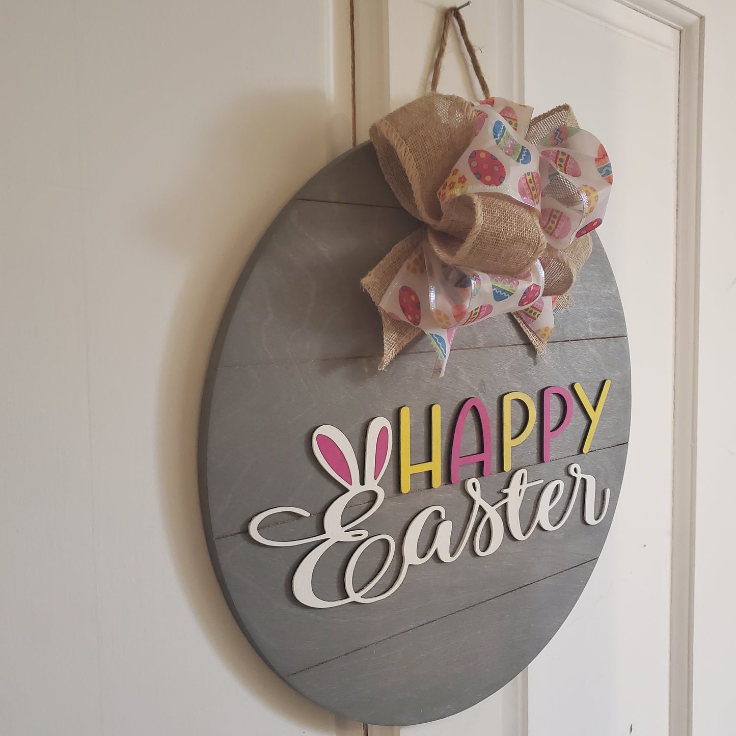 14" 3D Happy Easter -Gray Shiplap