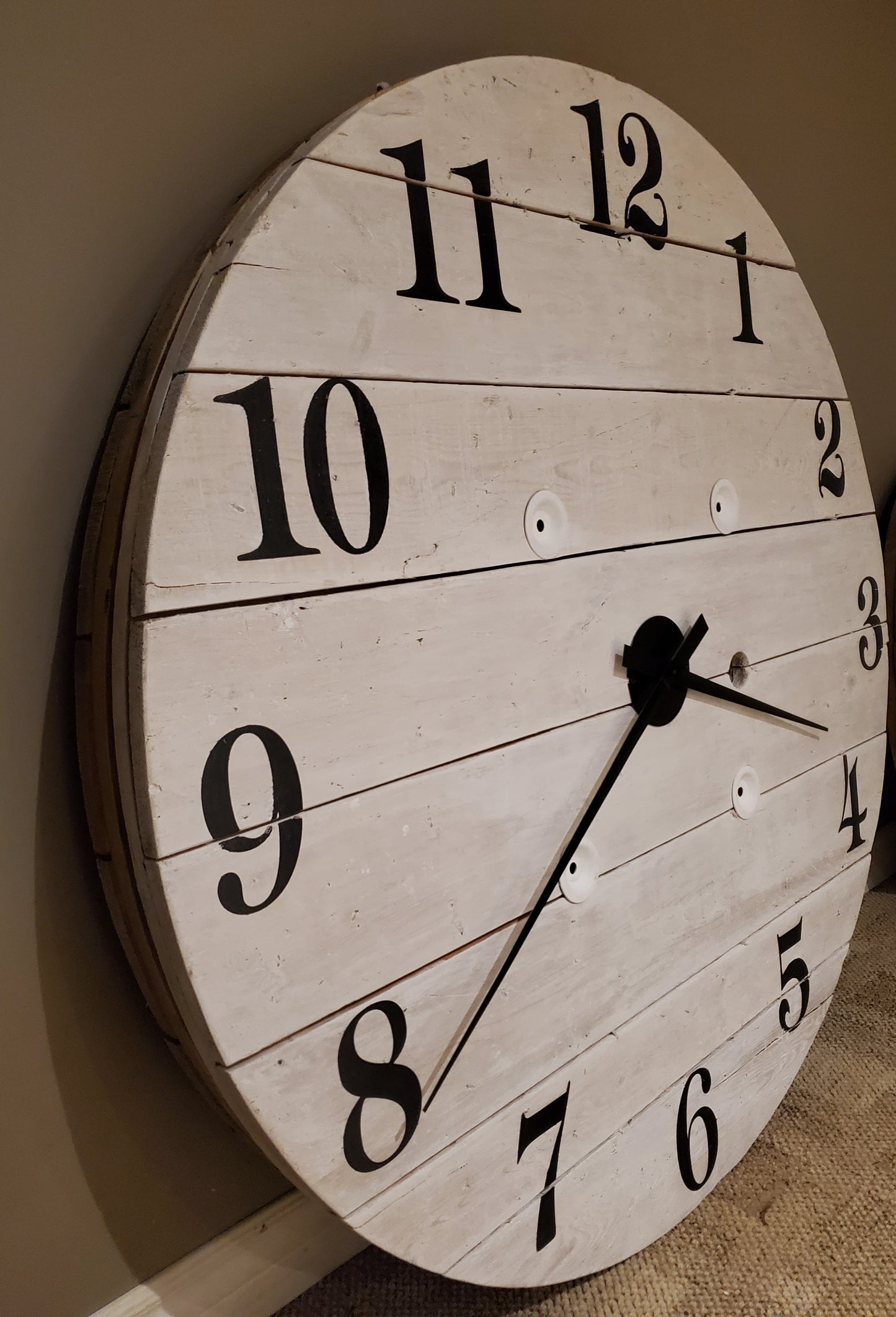 43" Outdoor Spool clock - White washed