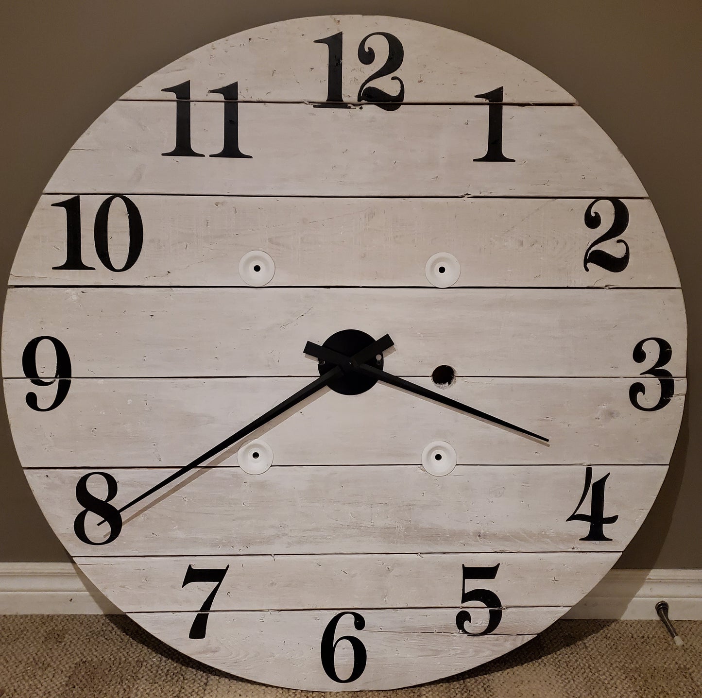 43" Outdoor Spool clock - White washed