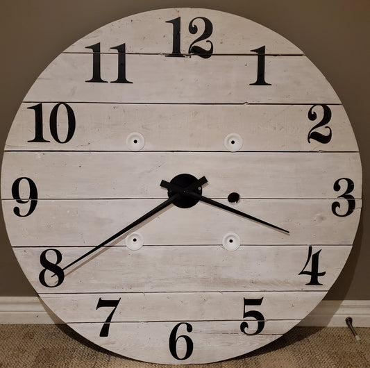 43" Outdoor Spool clock - White washed