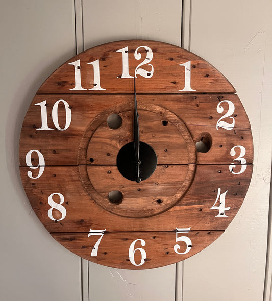 24" Spool clock Stained Walnut