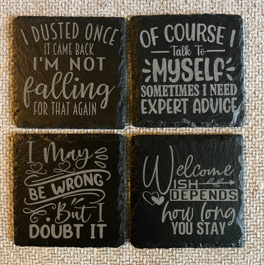 Slate Coaster bundle -I dusted once, I may be wrong, set of 4