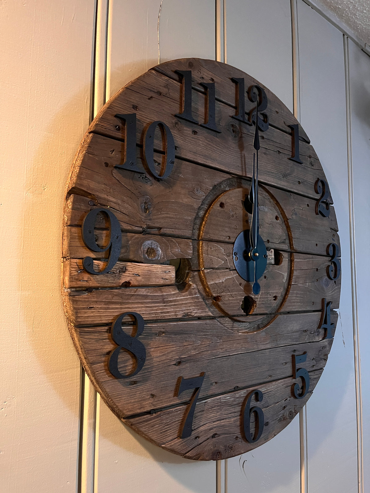 30" - 3D Indoor Spool Clock - Chestnut