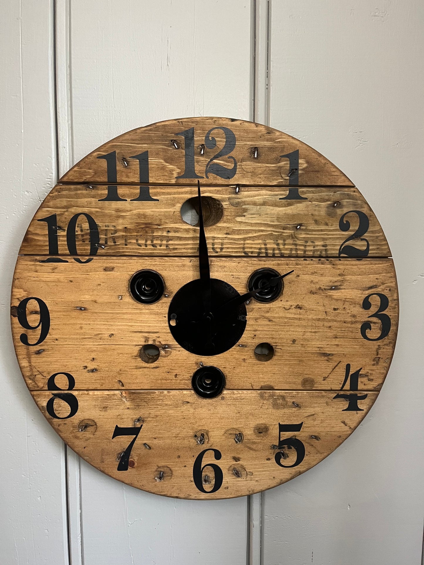20" Spool clock - Golden Oak