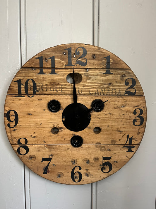 20" Spool clock - Golden Oak