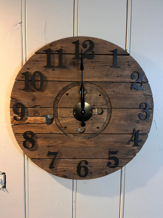30" - 3D Indoor Spool Clock - Chestnut