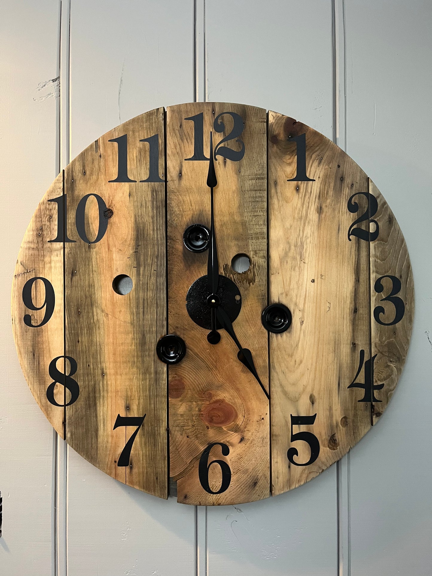 30" Spool Clock - Natural