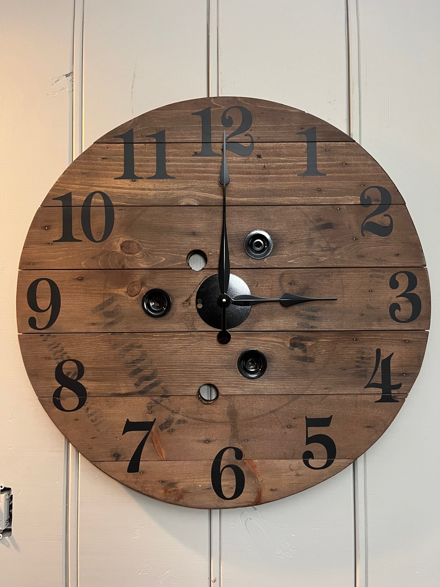30" Rustic Spool Clock -gray/special walnut