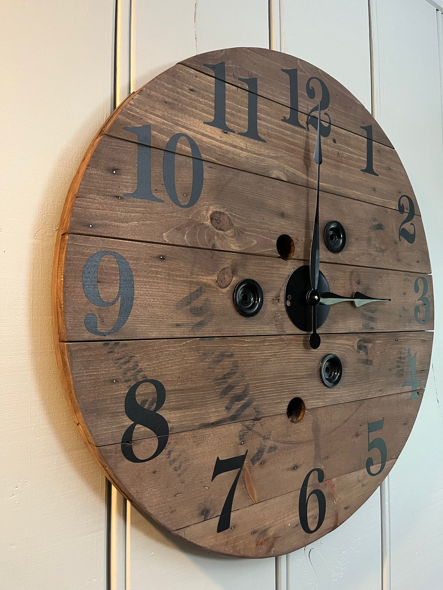 30" Rustic Spool Clock -gray/special walnut