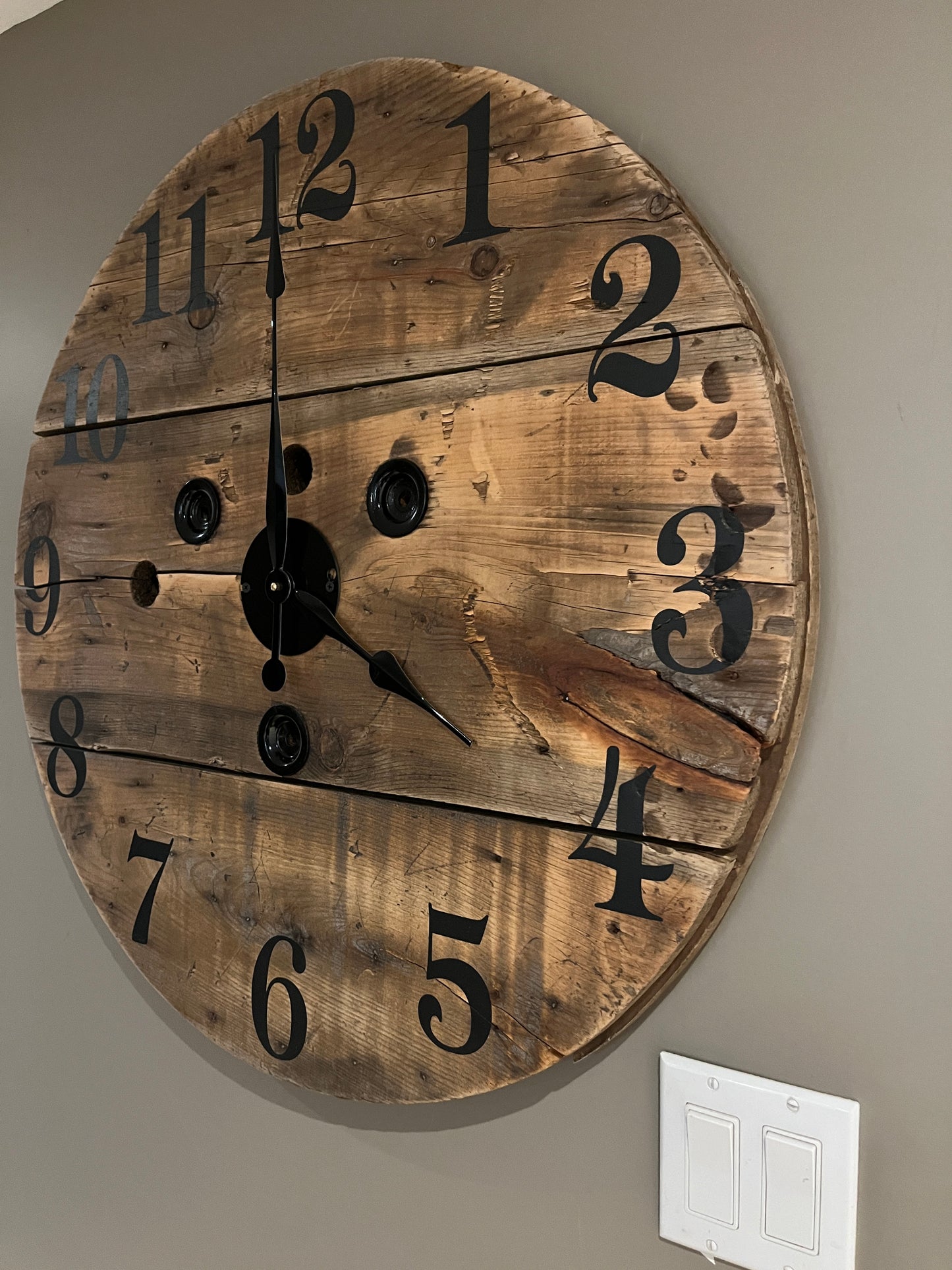 30" Indoor spool Clock - Naturally stained