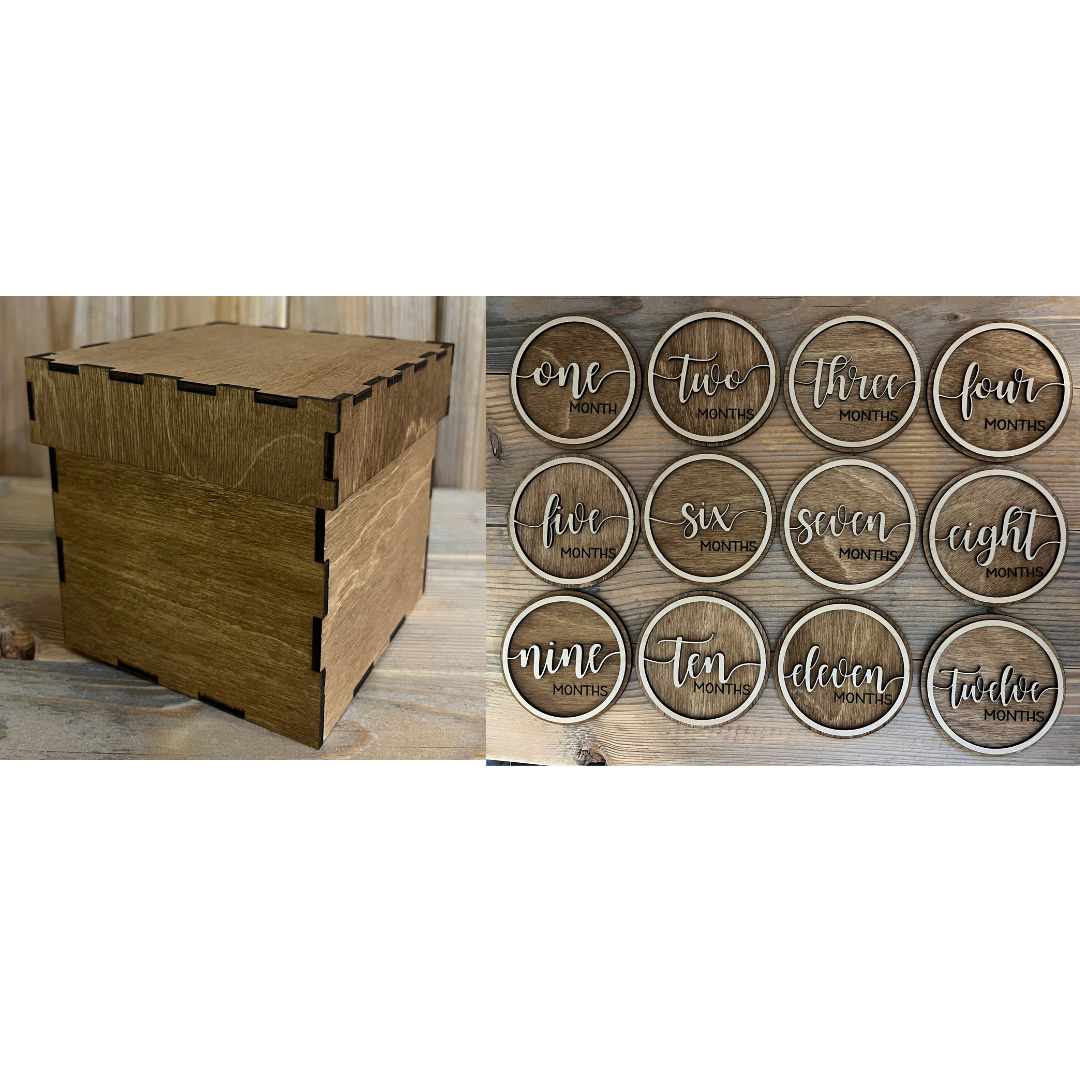 3D Baby Milestones circles and Box
