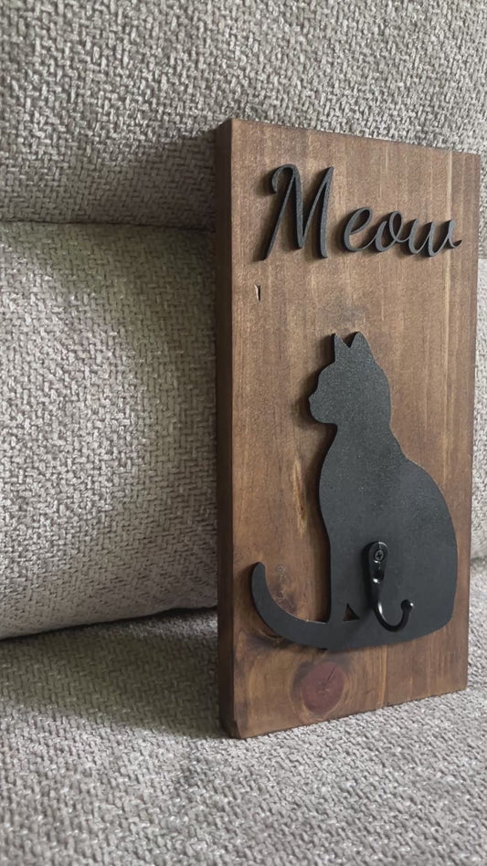 3D wood Cat leash holder